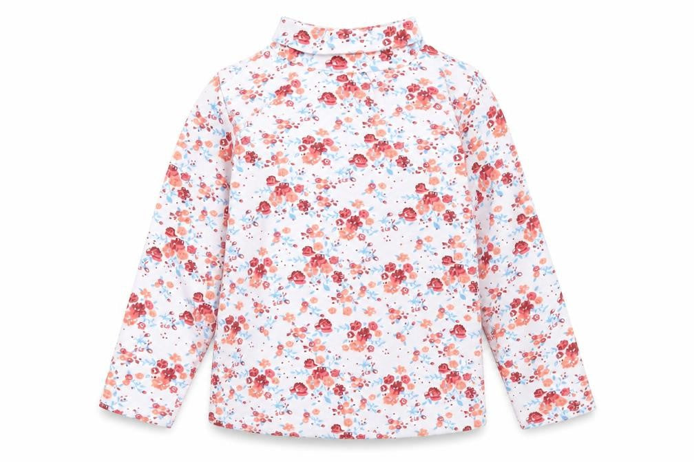 Cantarana Baby White Floral Cotton Pullover T-Shirt Size 12 Months High Neck Button