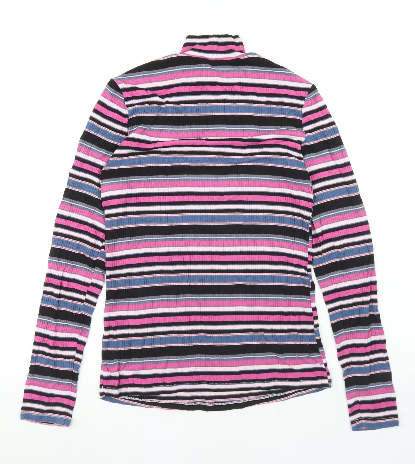 United Colors of Benetton Womens Multicoloured Striped Viscose Basic T-Shirt One Size High Neck