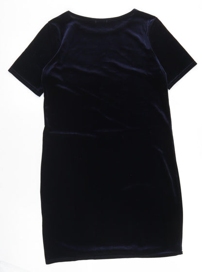 Boohoo Womens Blue  Polyester Bodycon  Size 10  Round Neck