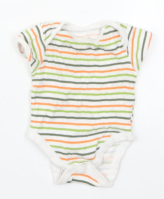 George Baby Green Striped Cotton Babygrow One-Piece Size 3-6 Months  Button - Orange