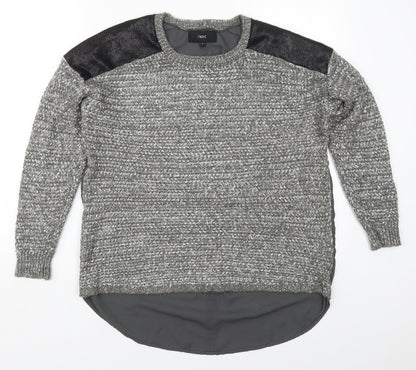 Next Womens Grey Crew Neck  Nylon Pullover Jumper Size 16