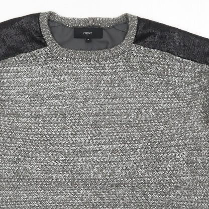 Next Womens Grey Crew Neck  Nylon Pullover Jumper Size 16