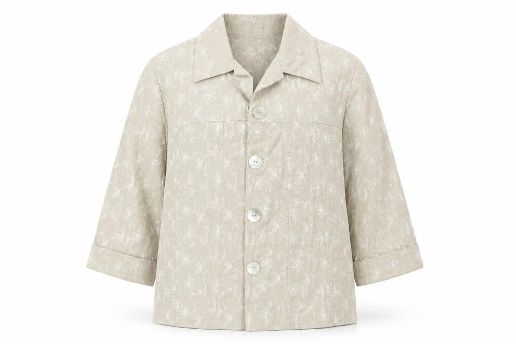 Sidewalk Womens Beige Floral  Jacket  Size S  Button
