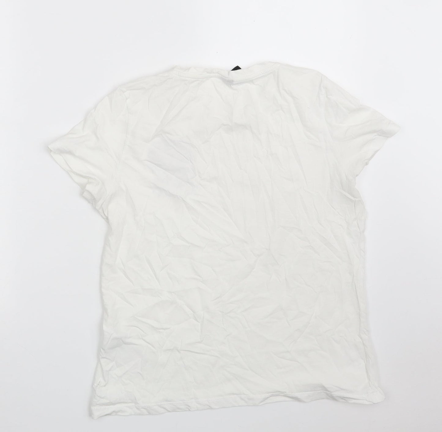 VERO MODA Womens White  100% Cotton Basic T-Shirt Size M Crew Neck - Dance in the rain