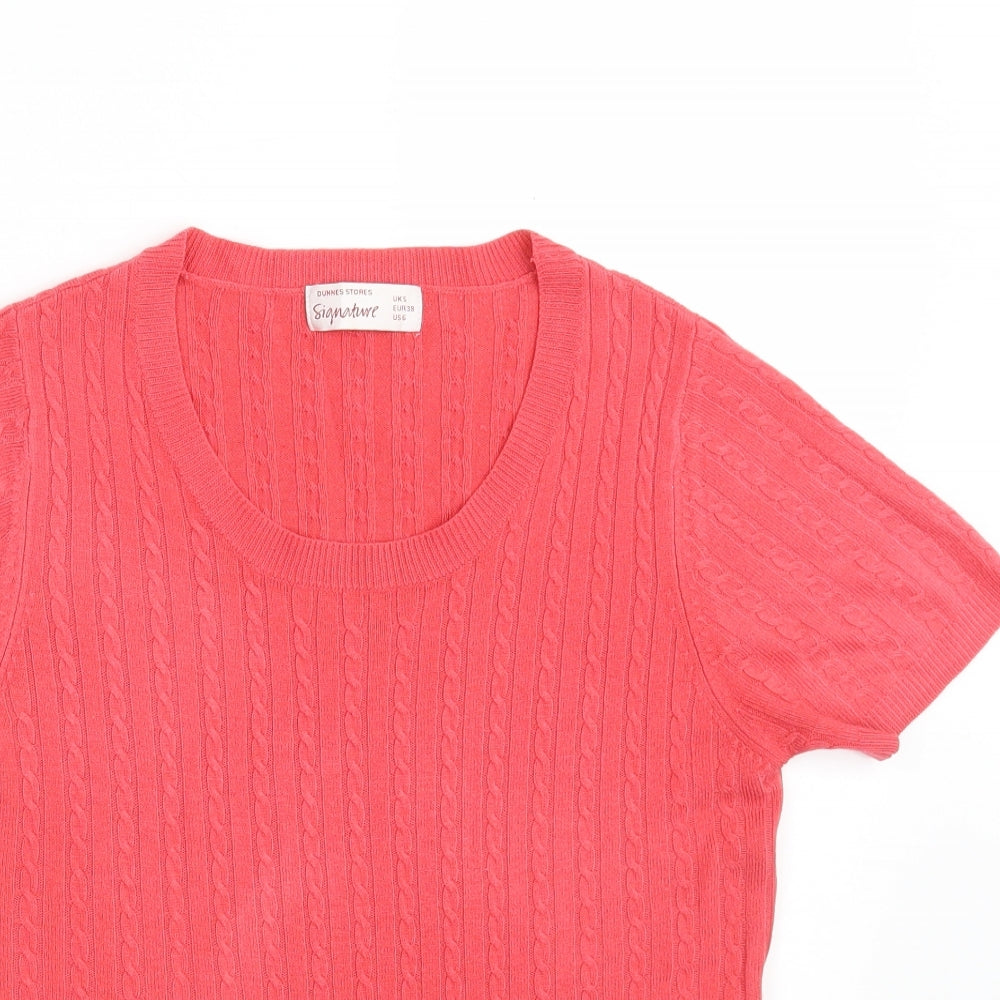 Dunnes Stores Womens Pink Scoop Neck  Acrylic Pullover Jumper Size S