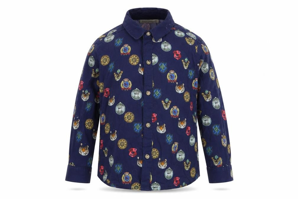 ANGEL & ROCKET Boys Blue  100% Cotton Basic Button-Up Size 5 Years Collared Button