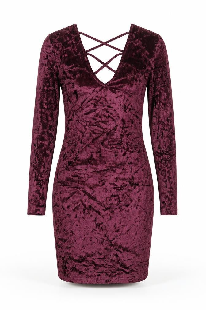 Primark Womens Purple  Polyester Bodycon  Size 8  V-Neck Drawstring