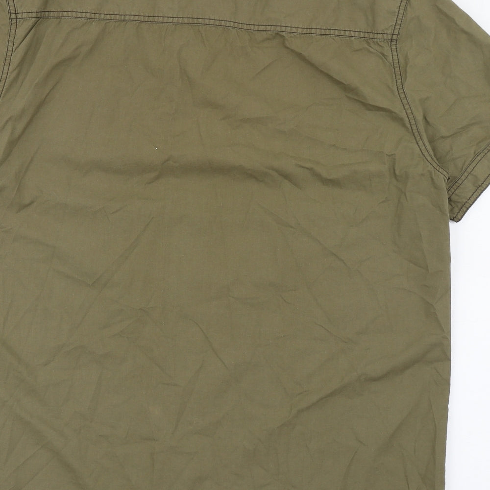 Lime Mens Green  Cotton  Button-Up Size L Collared Button