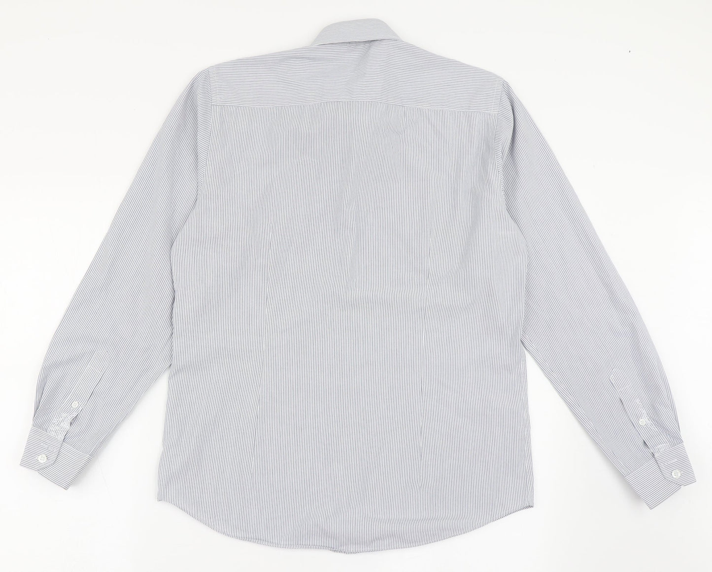 Cedar Wood State Mens Blue Striped Cotton  Button-Up Size M Collared Button