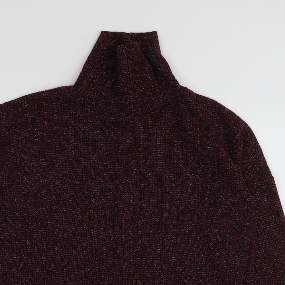 Topshop Womens Red Roll Neck  Polyester Pullover Jumper Size 6