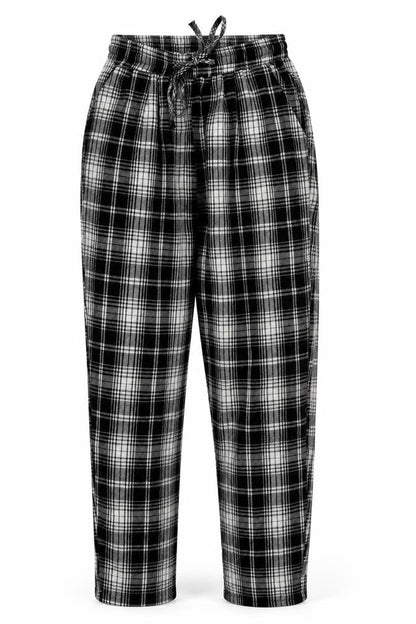 PRETTYLITTLETHING Womens Black Plaid Polyester Trousers  Size 6 L25 in Slim Drawstring