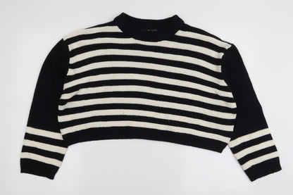 Topshop Womens Multicoloured High Neck Striped Acrylic Pullover Jumper Size 8