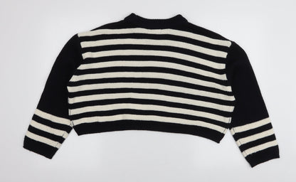 Topshop Womens Multicoloured High Neck Striped Acrylic Pullover Jumper Size 8