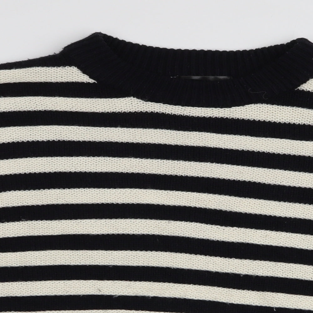 Topshop Womens Multicoloured High Neck Striped Acrylic Pullover Jumper Size 8