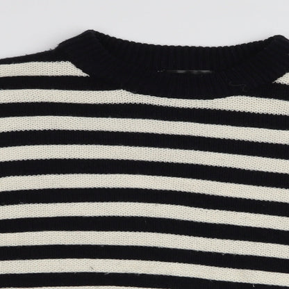 Topshop Womens Multicoloured High Neck Striped Acrylic Pullover Jumper Size 8