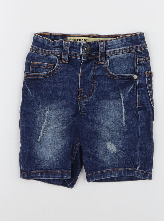 Denim & Co. Boys Blue  Cotton Cargo Trousers Size 18 Months  Button - Shorts
