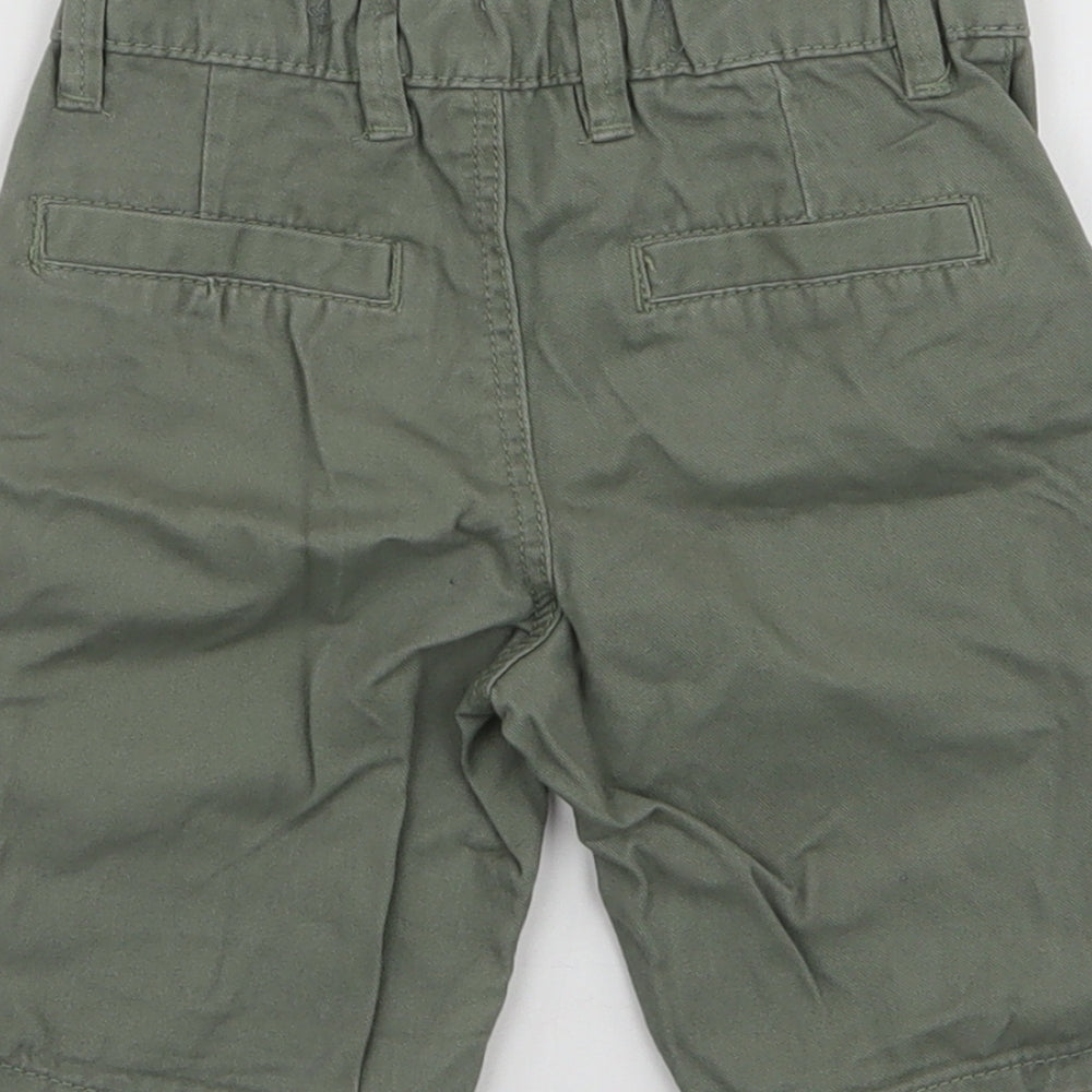 Denim & Co. Boys Green  100% Cotton Cargo Trousers Size 18-24 Months  Button - Chino