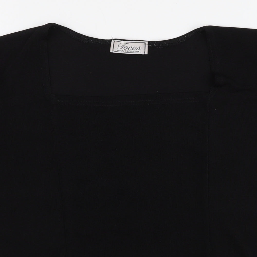 Focus Womens Black  Polyester Jersey Blouse Size L Square Neck