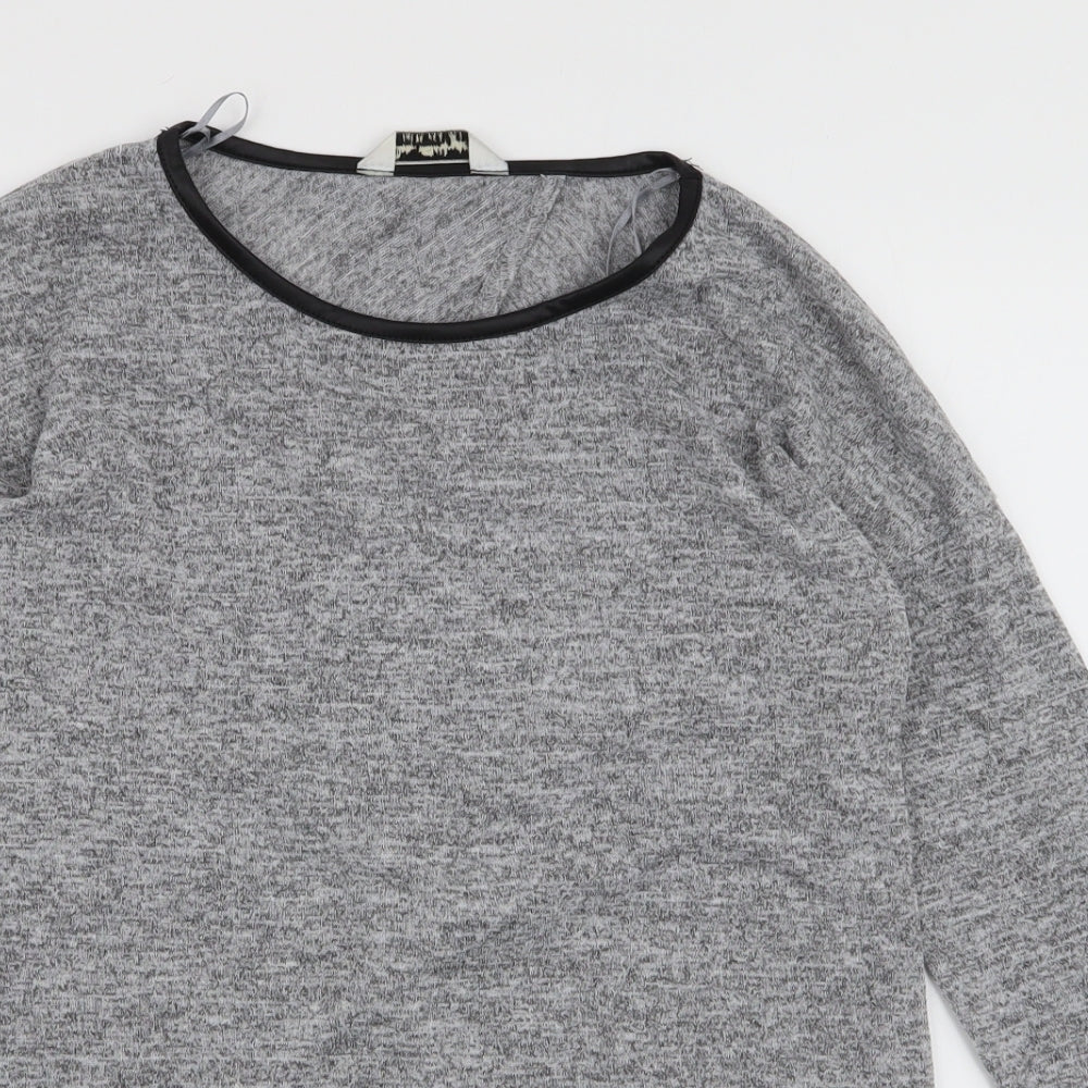 Miss Selfridge Womens Grey  Polyester Jersey T-Shirt Size 6 Round Neck