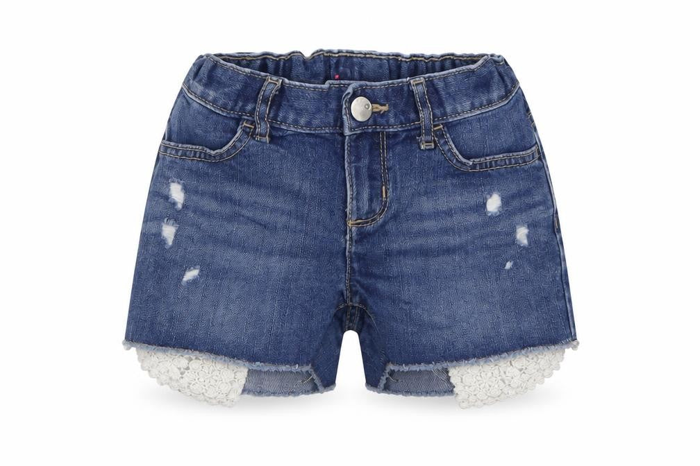 Preworn Girls Blue  Cotton Bermuda Shorts Size 6 Years  Regular Buckle