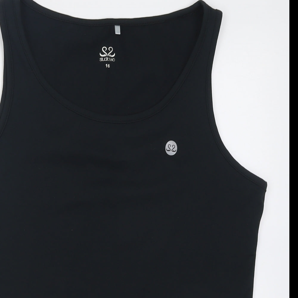 studiotwo Womens Black  Polyester Basic Tank Size 16 Scoop Neck Pullover