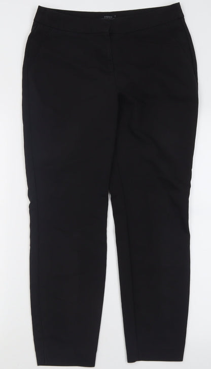 Papaya Womens Black  Polyester Trousers  Size 12 L26 in Regular Hook & Eye