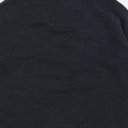 Preloved Threadbare Mens Grey V-Neck  Acrylic Pullover Jumper Size L - Label