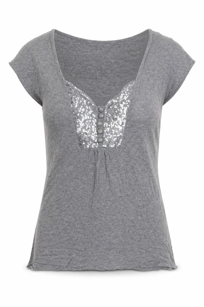H&M Womens Grey  Viscose Basic T-Shirt Size M V-Neck