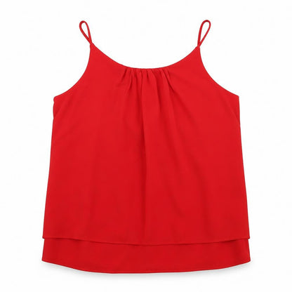 ESMARA Womens Red  Polyester Basic Tank Size 14 Scoop Neck