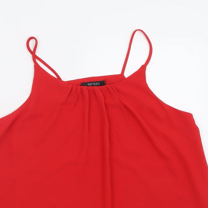 ESMARA Womens Red  Polyester Basic Tank Size 14 Scoop Neck