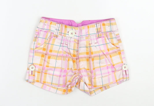 NEXT Girls Multicoloured Plaid Cotton Chino Shorts Size 3 Years  Regular Zip