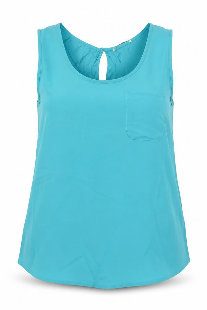 Oasis Womens Blue  Polyester Basic Blouse Size M Scoop Neck
