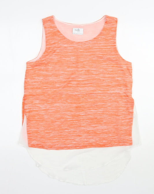 Wallis Womens Orange  Viscose Basic Blouse Size M Scoop Neck