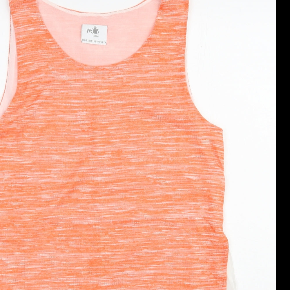 Wallis Womens Orange  Viscose Basic Blouse Size M Scoop Neck