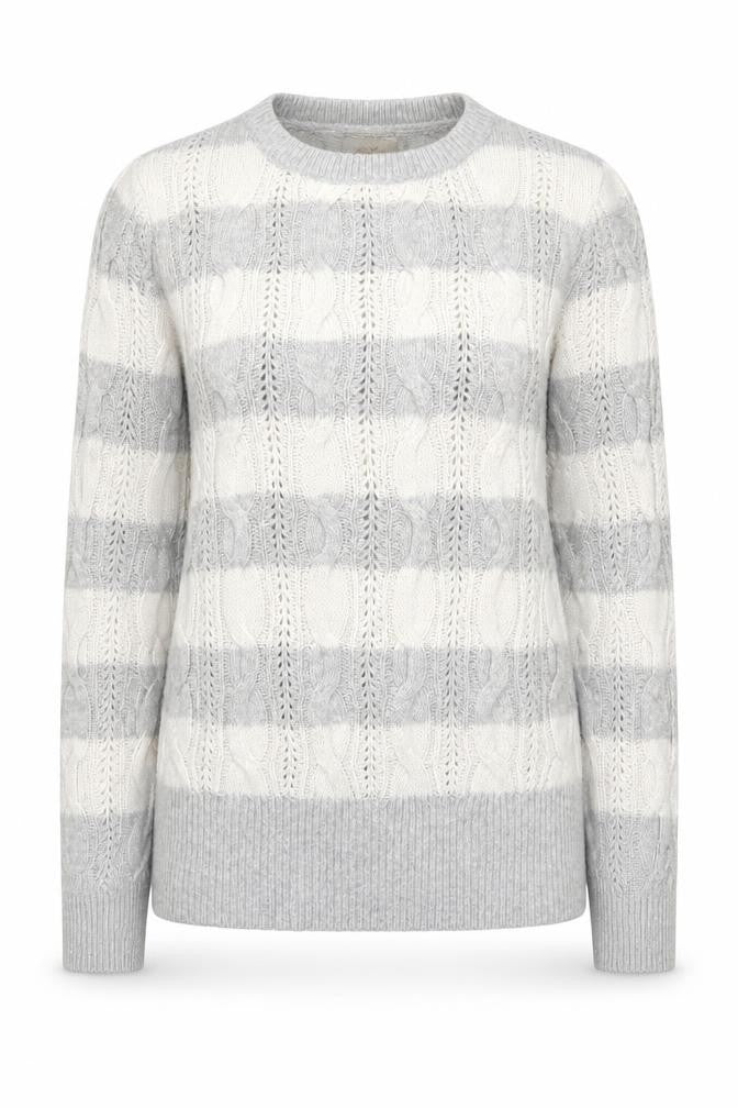 Aphorism  Womens Grey Round Neck Striped Nylon Pullover Jumper Size 12