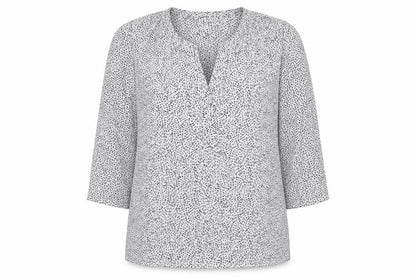 EAC Womens Grey Geometric Viscose Basic Blouse Size S V-Neck
