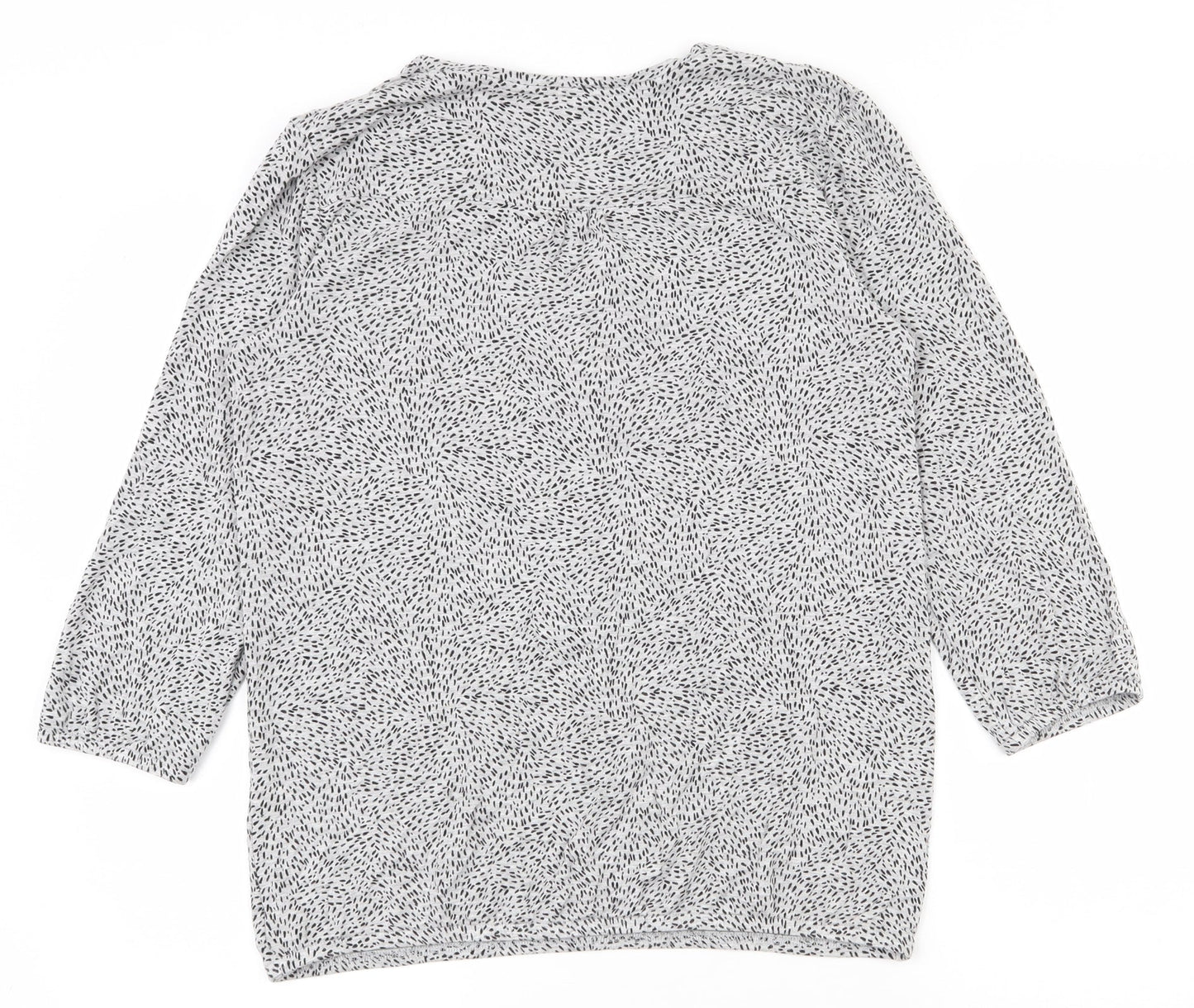 EAC Womens Grey Geometric Viscose Basic Blouse Size S V-Neck