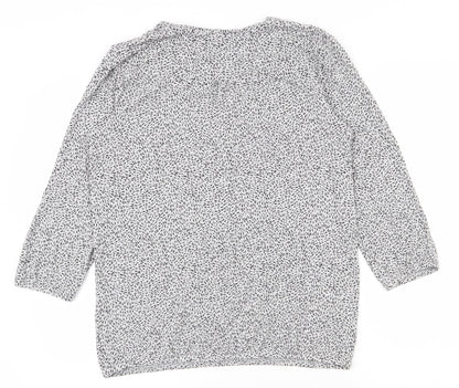 EAC Womens Grey Geometric Viscose Basic Blouse Size S V-Neck