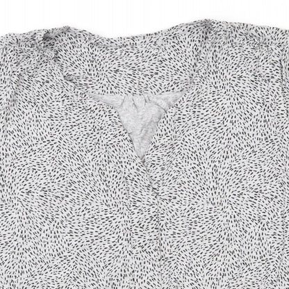 EAC Womens Grey Geometric Viscose Basic Blouse Size S V-Neck