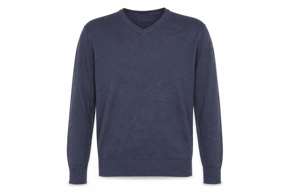 Angelo Litrico Mens Blue V-Neck  Cotton Pullover Jumper Size L