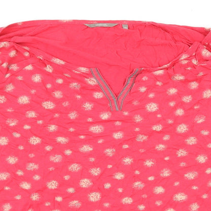 Sandwich Womens Pink Floral Polyester Basic T-Shirt Size XL V-Neck