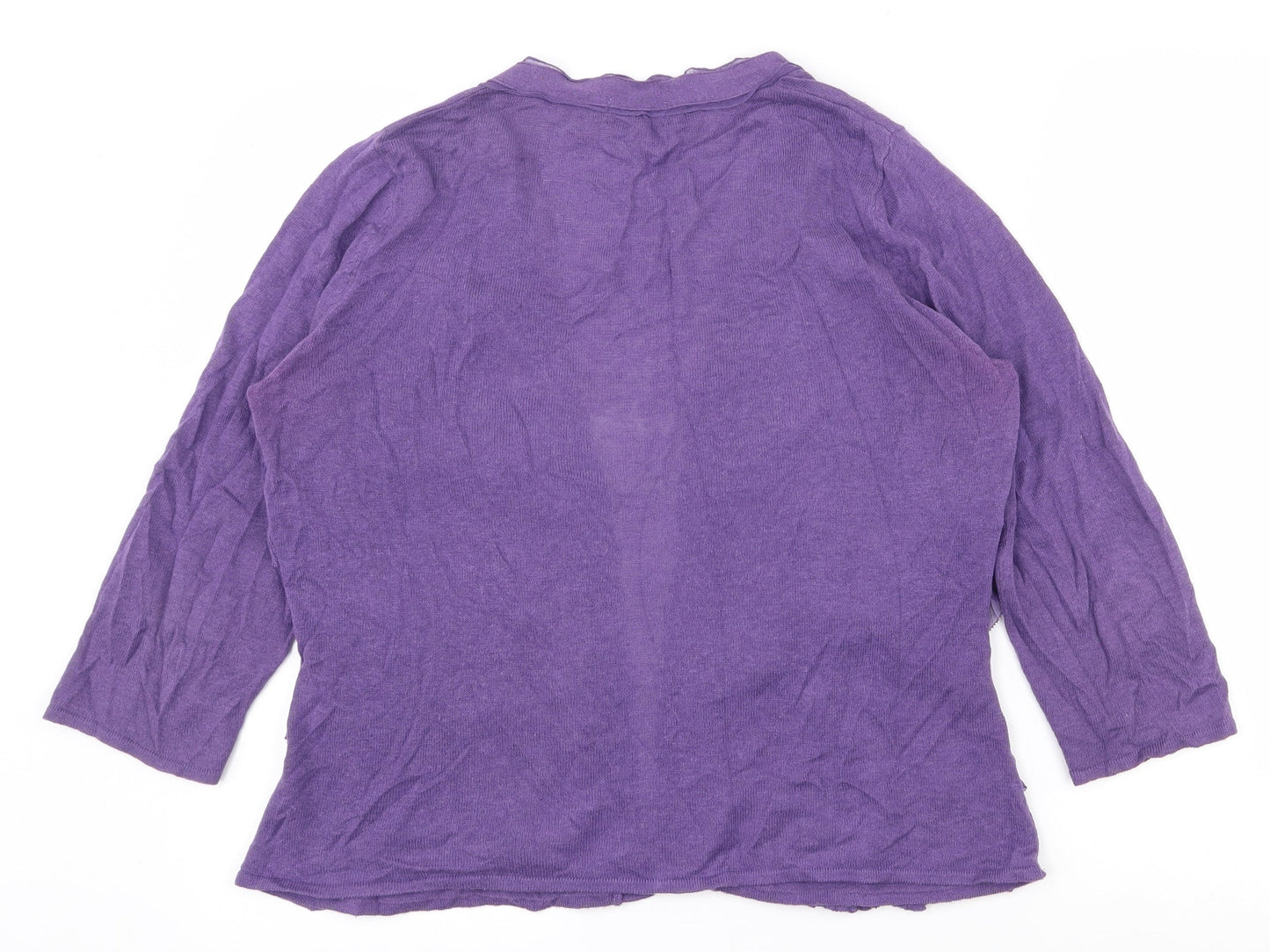 Per Una Womens Purple V-Neck  Polyester Cardigan Jumper Size 14