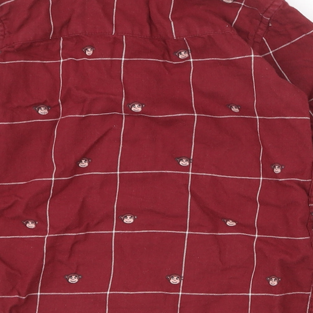 Dunnes Stores Boys Red Check 100% Cotton Basic Casual Size 2-3 Years Collared Button
