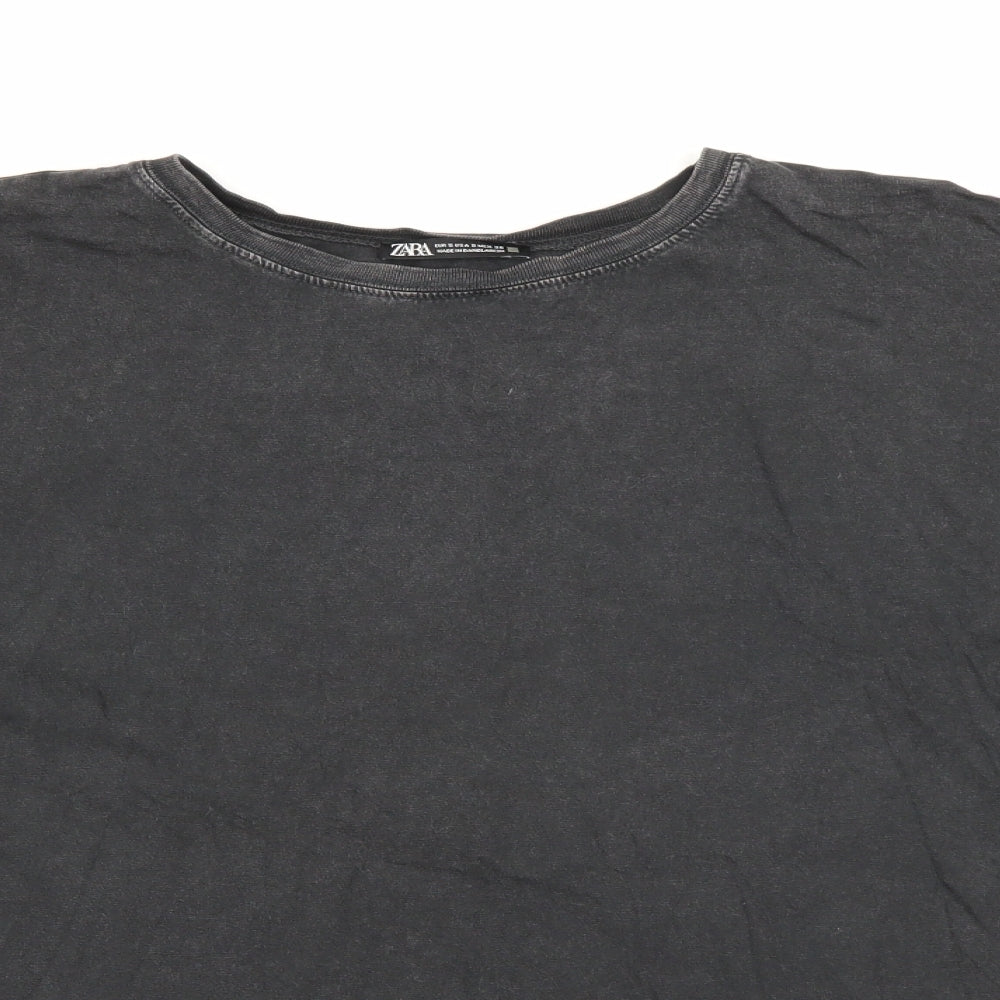 Zara Womens Grey Crew Neck  Cotton Pullover Jumper Size S