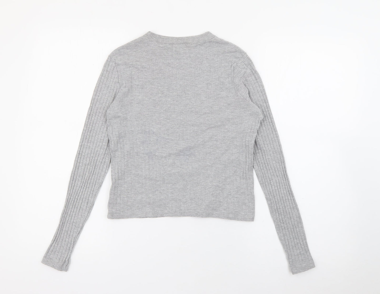 River Island Womens Grey Crew Neck  Cotton Pullover Jumper Size 8