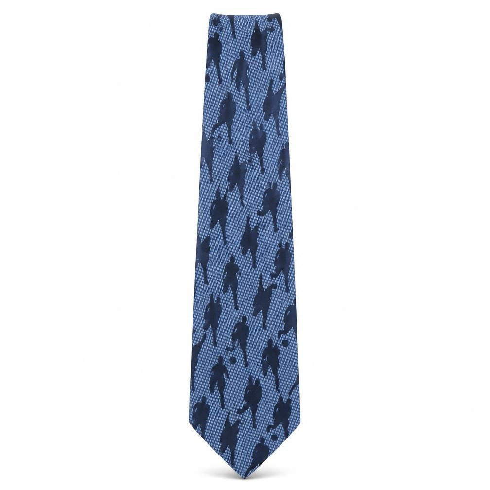 Marks & Spencer Mens Blue Geometric Polyester Pointed Tie One Size - Football