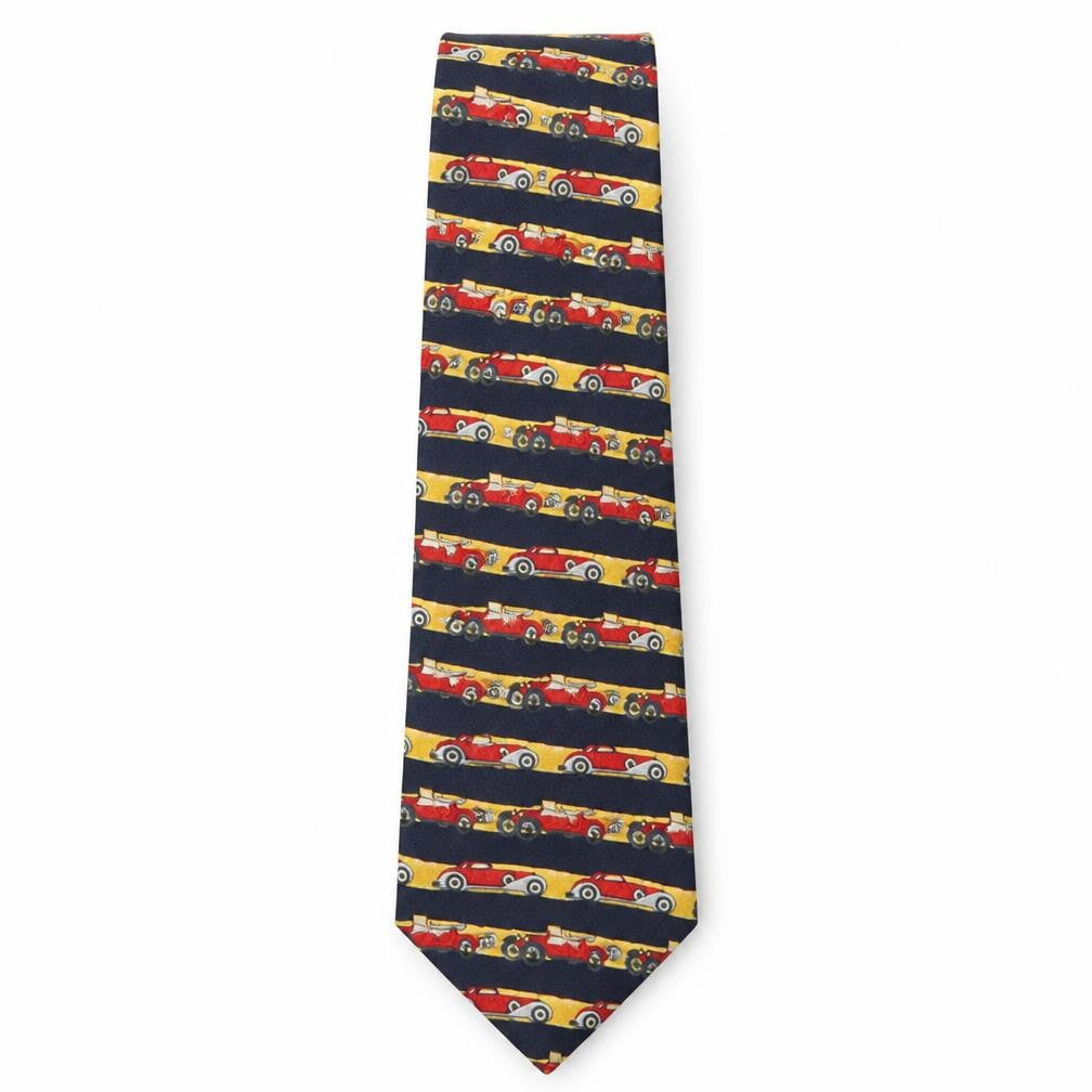 Halfords  Mens Multicoloured Striped Polyester Pointed Tie One Size - Car Print