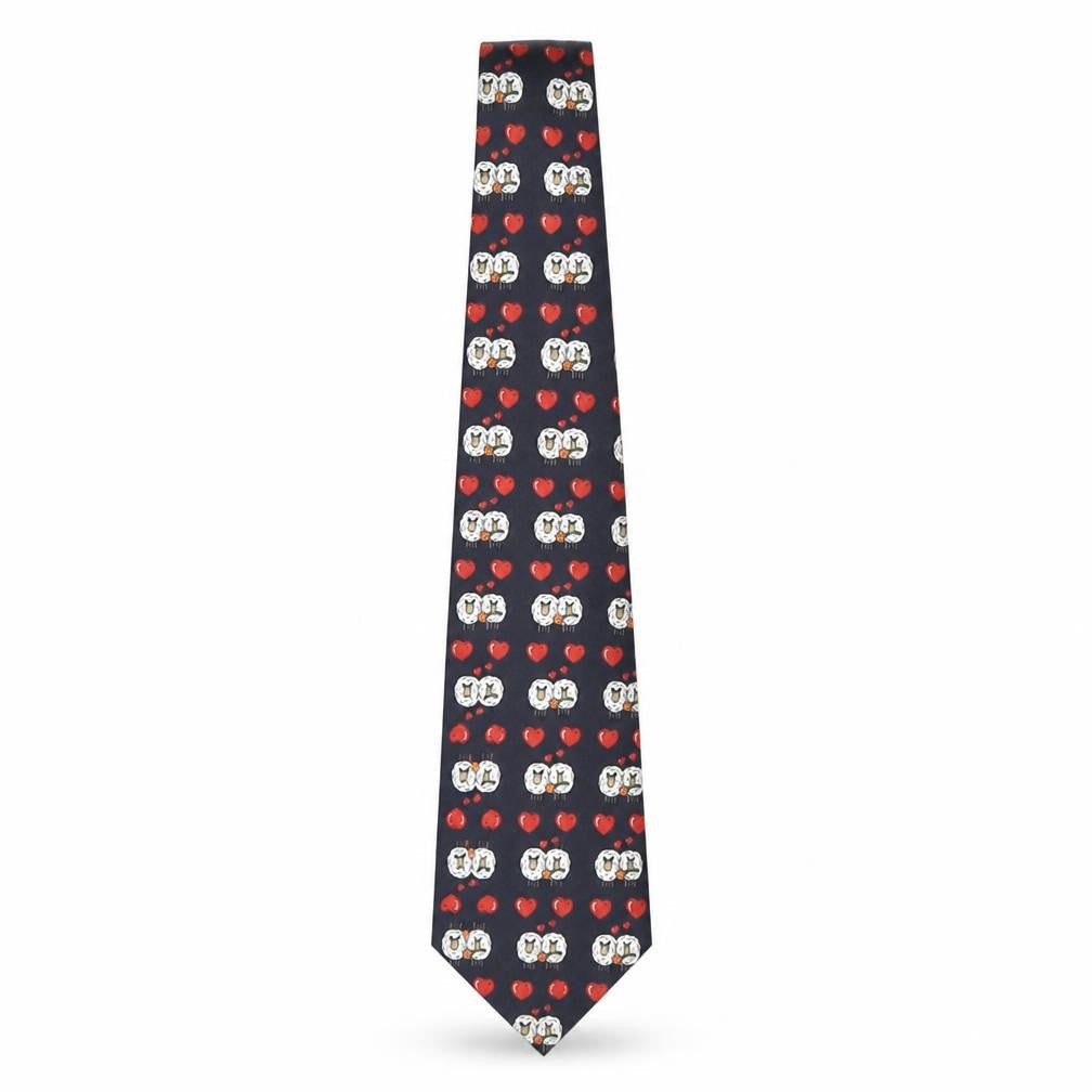 Burton  Mens Multicoloured Geometric Polyester Pointed Tie One Size - Sheep Print