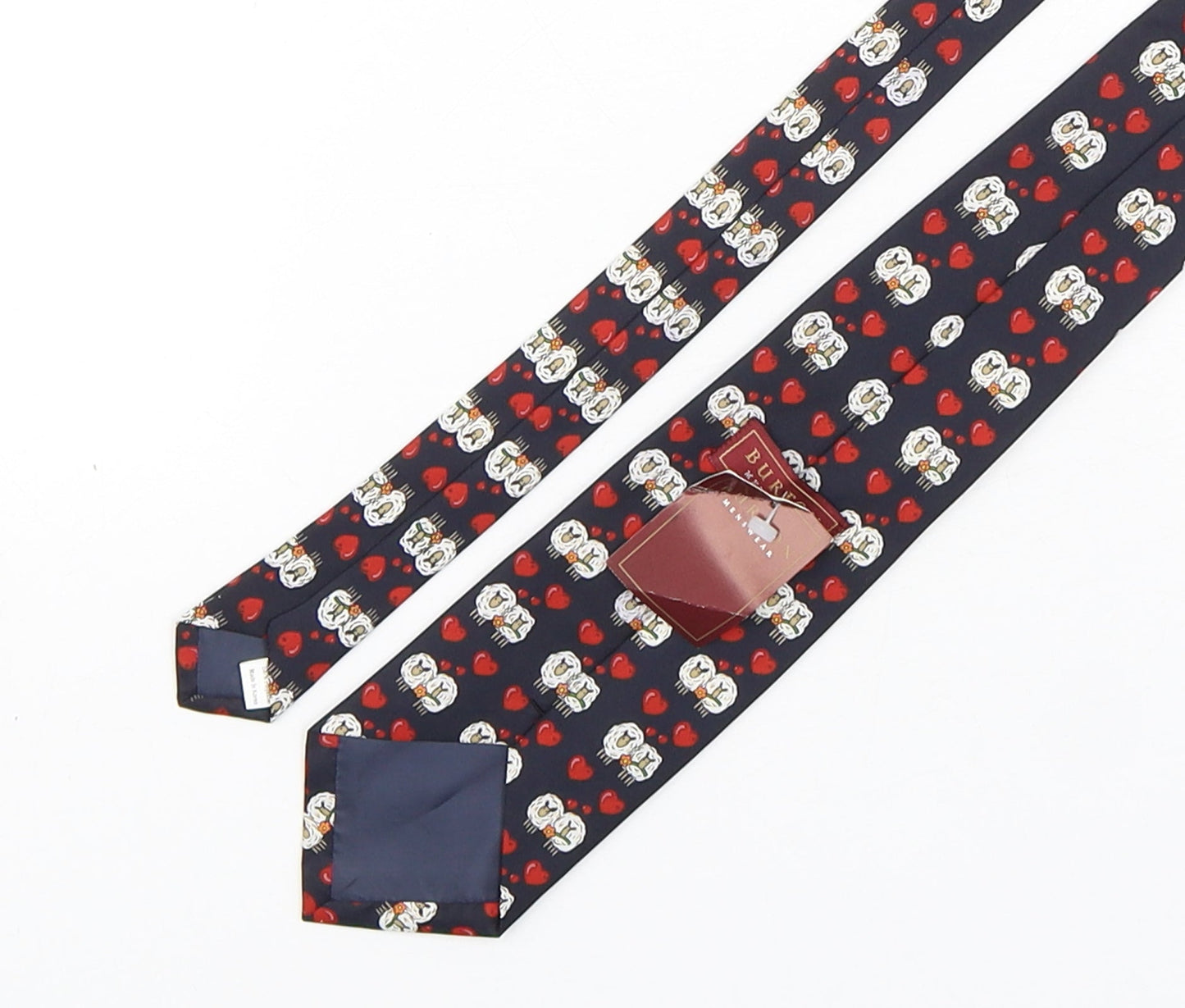 Burton  Mens Multicoloured Geometric Polyester Pointed Tie One Size - Sheep Print
