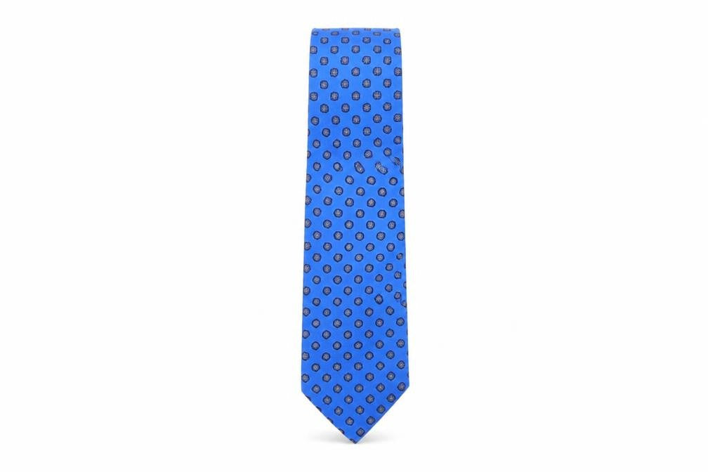 Andrini  Mens Blue Geometric Silk Pointed Tie One Size
